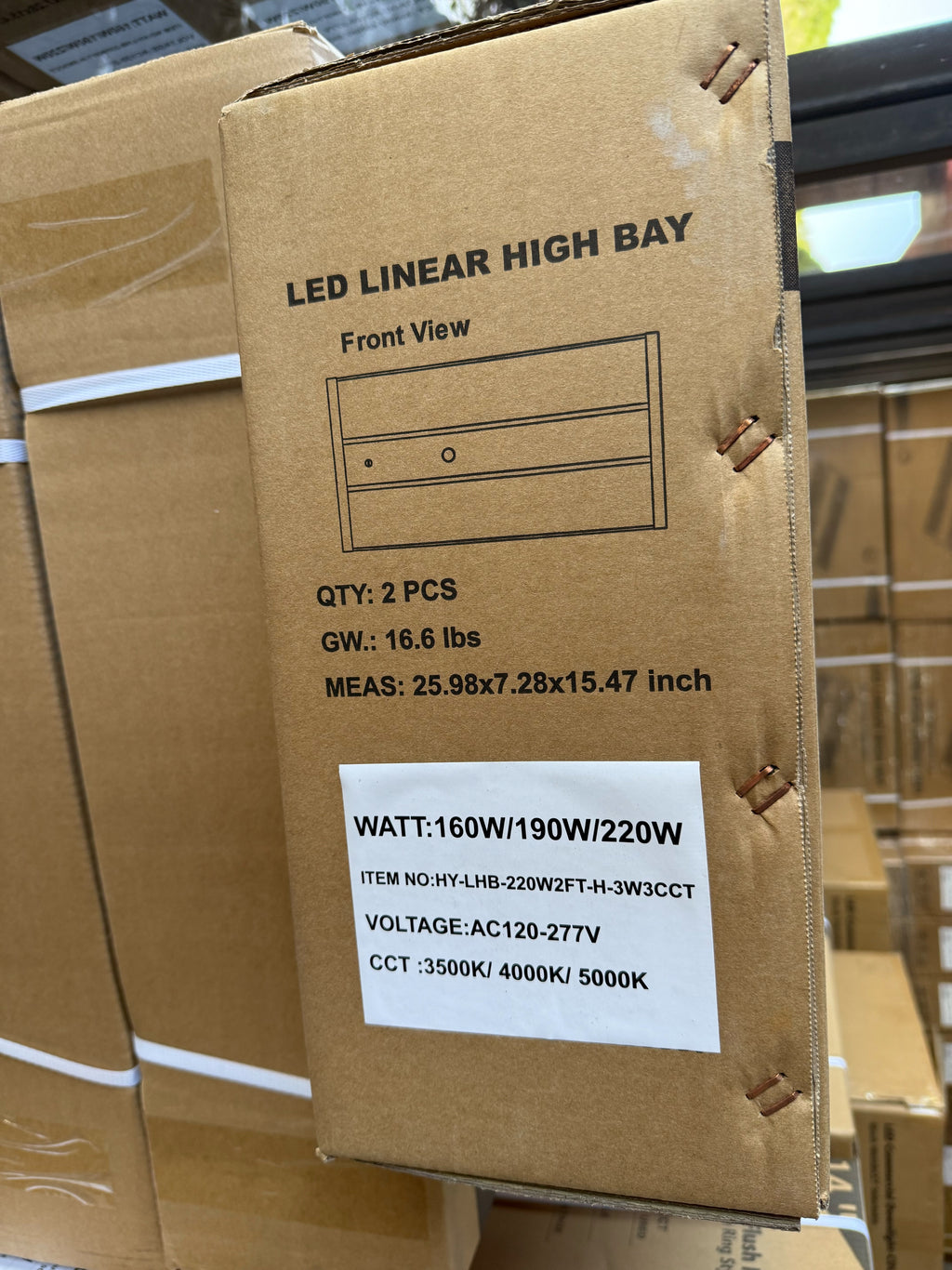 LED Linear High Bay LHB-220W 2FT-H-220-190-160W Selectable 3500K-4000K-5000K Selectable