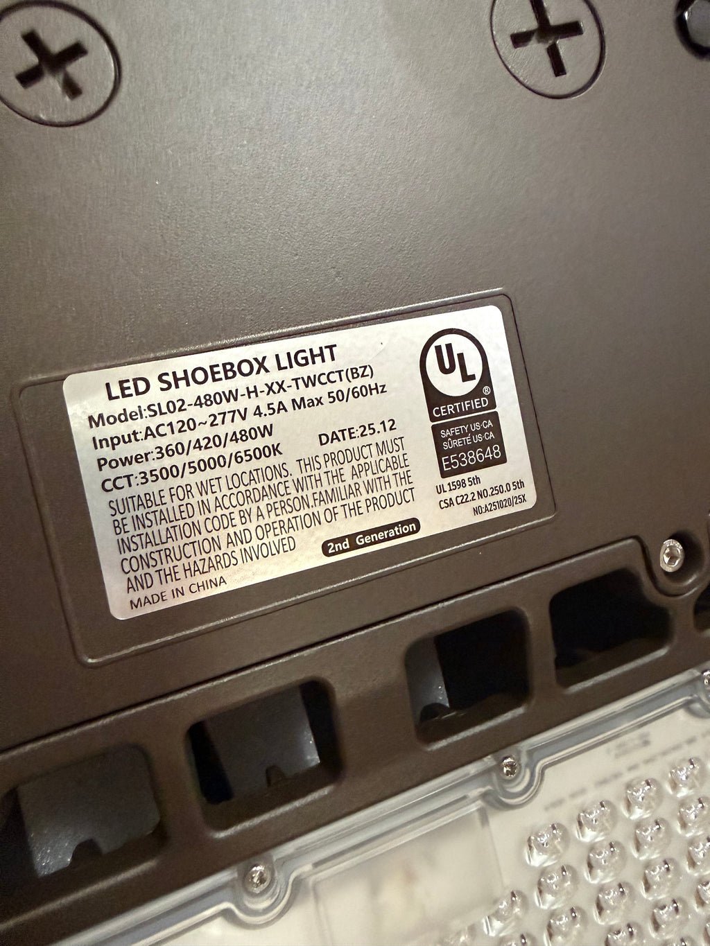 LED Shoebox SL02 Series 360/420/480W Selectable 3500/5000/6500K