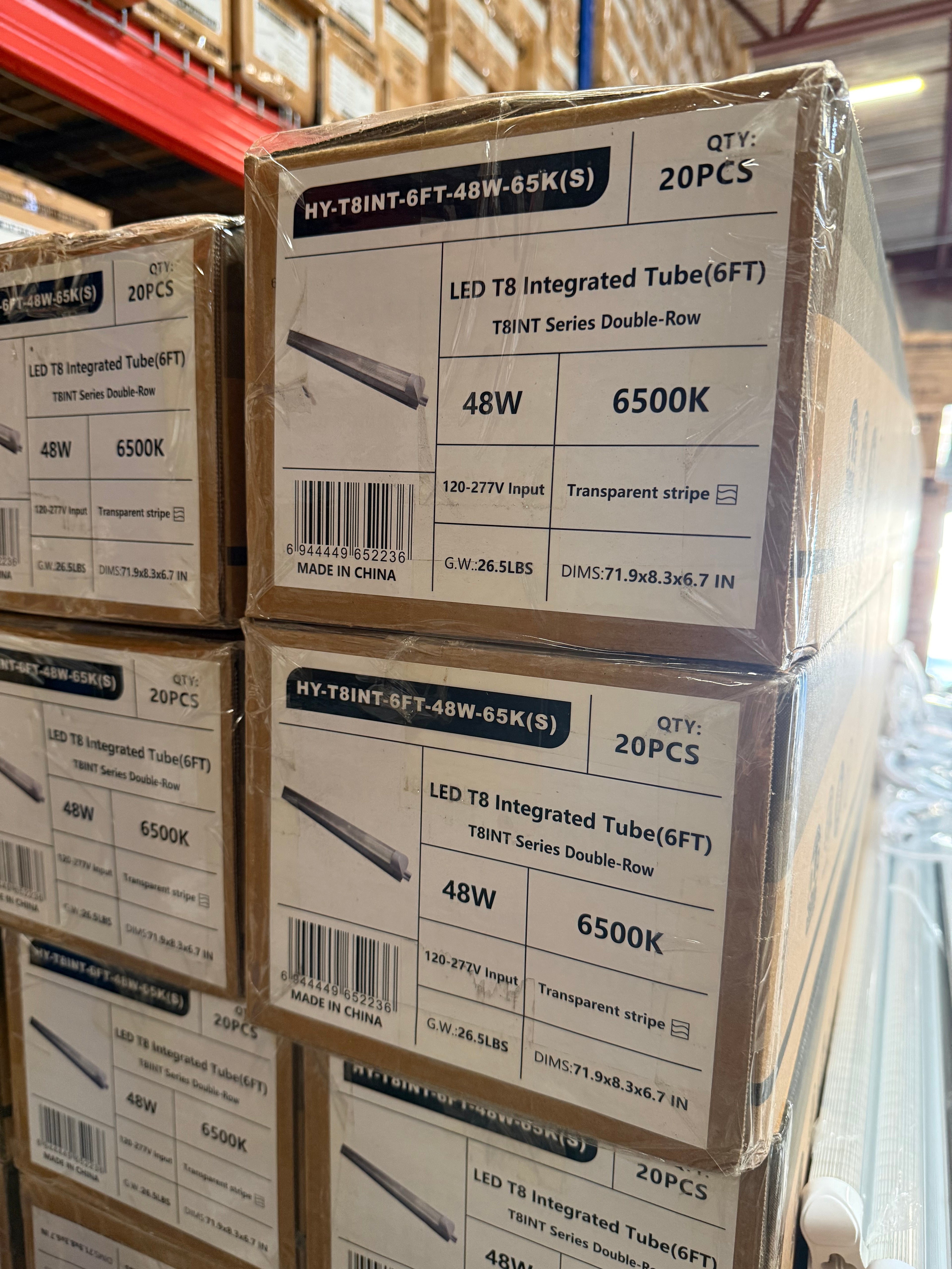 LED Integrated Tube Double LED Strip/6FT/ 48W/ 6500K/ Strip Cover/ T8INT-6FT-48W-65K(S)