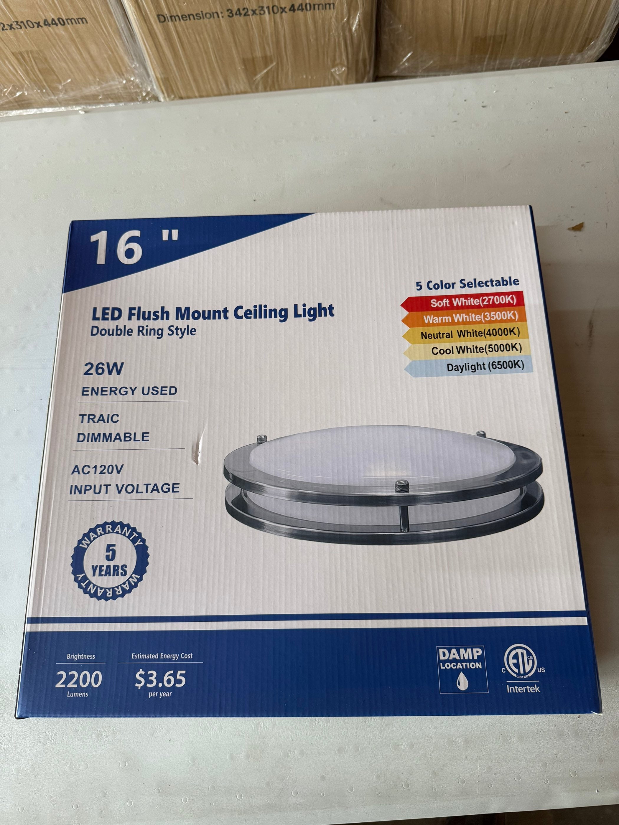 LED Flush Mount Ceiling Light Double Ring Style/16"/26W/CCT:2700/3500/4000/5000/6500K DR16-26W-CCT (16")
