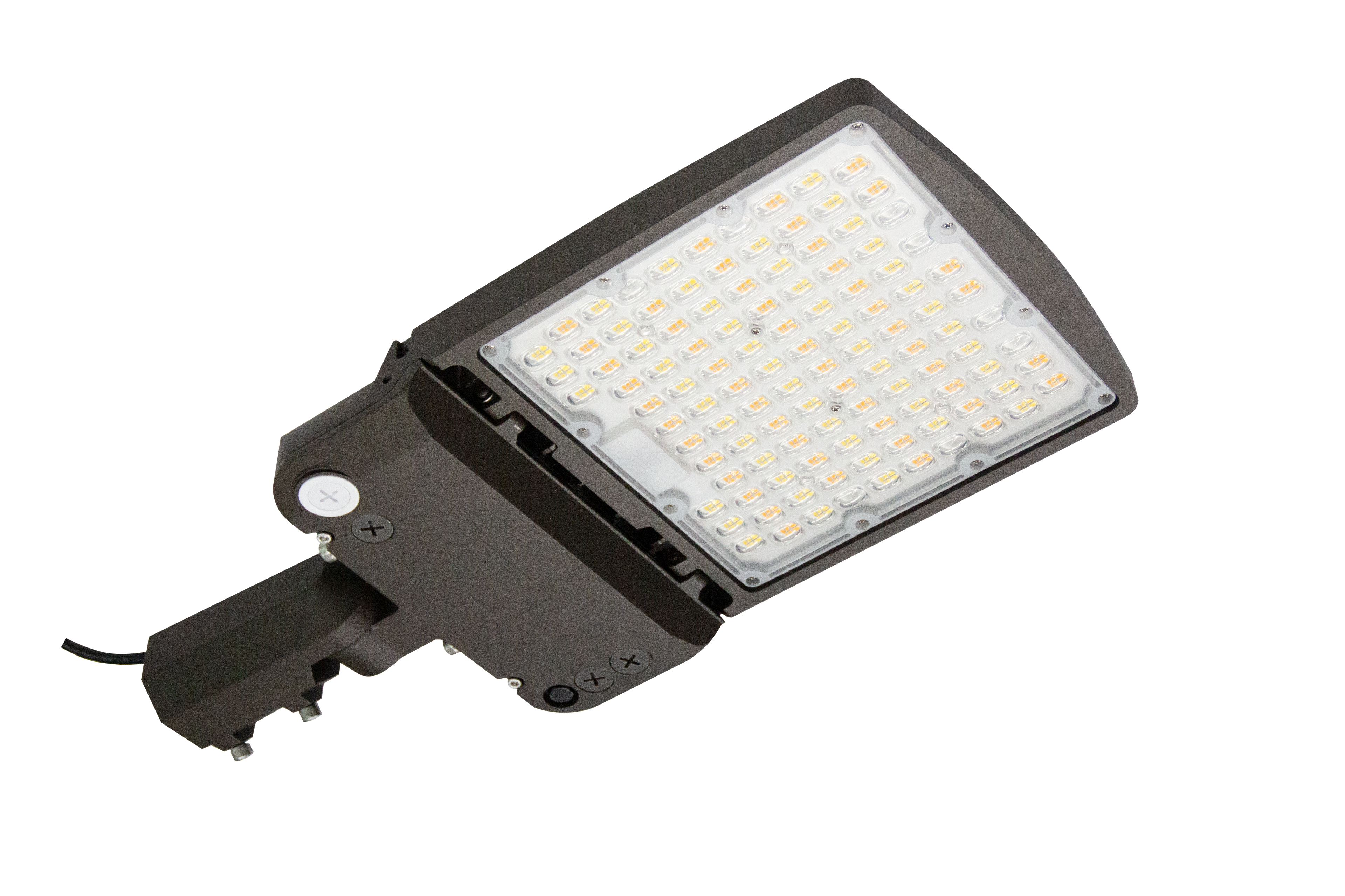 LED Area/Shoebox Light AL03 Series/150-100-70W Selectable/ 3000-4000-5000K Selectable /120-277V/ Type III-Type IV-Type V Selectable/ Photocell Pre-Installed/ DLC Premium