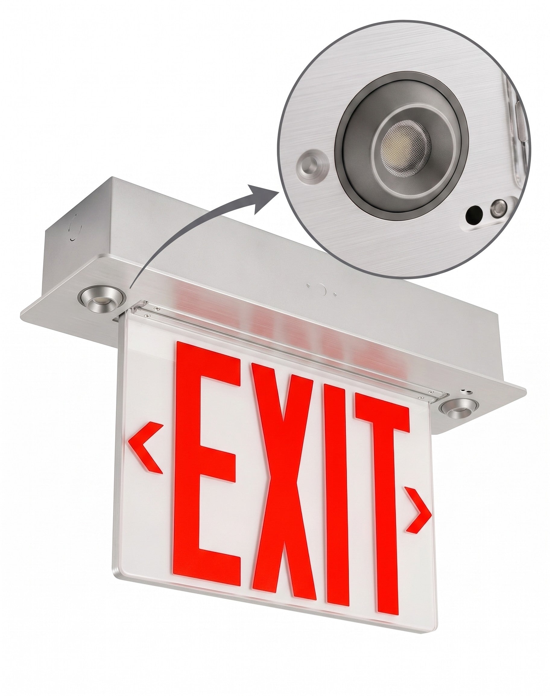 LED Emergency Lights Edge Lit Exit Sign See Through Clear Lens/ Univerasl Mount/ 120-277V/ New York City Approved 8" Letters