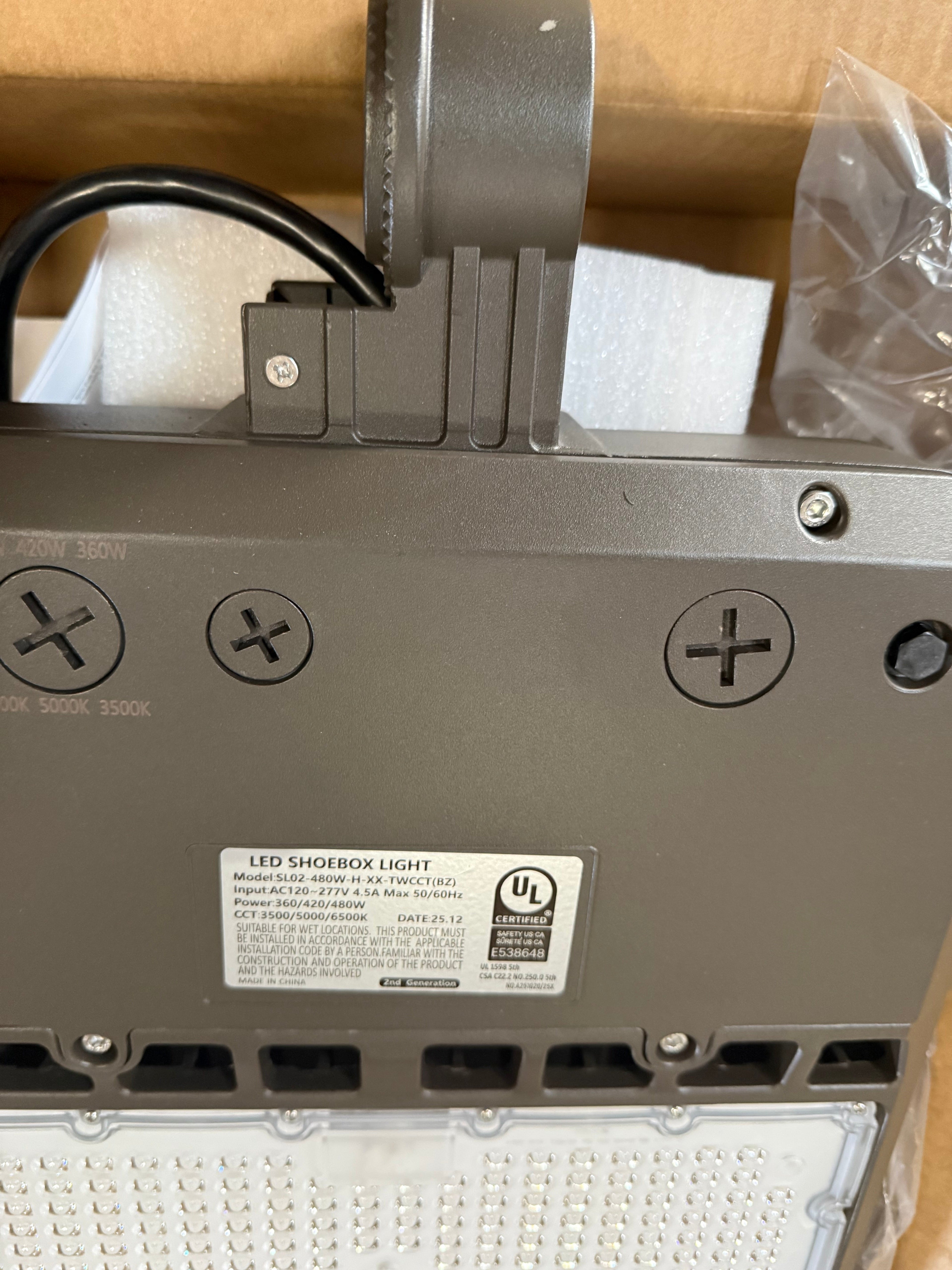 LED Shoebox SL02 Series 360/420/480W Selectable 3500/5000/6500K