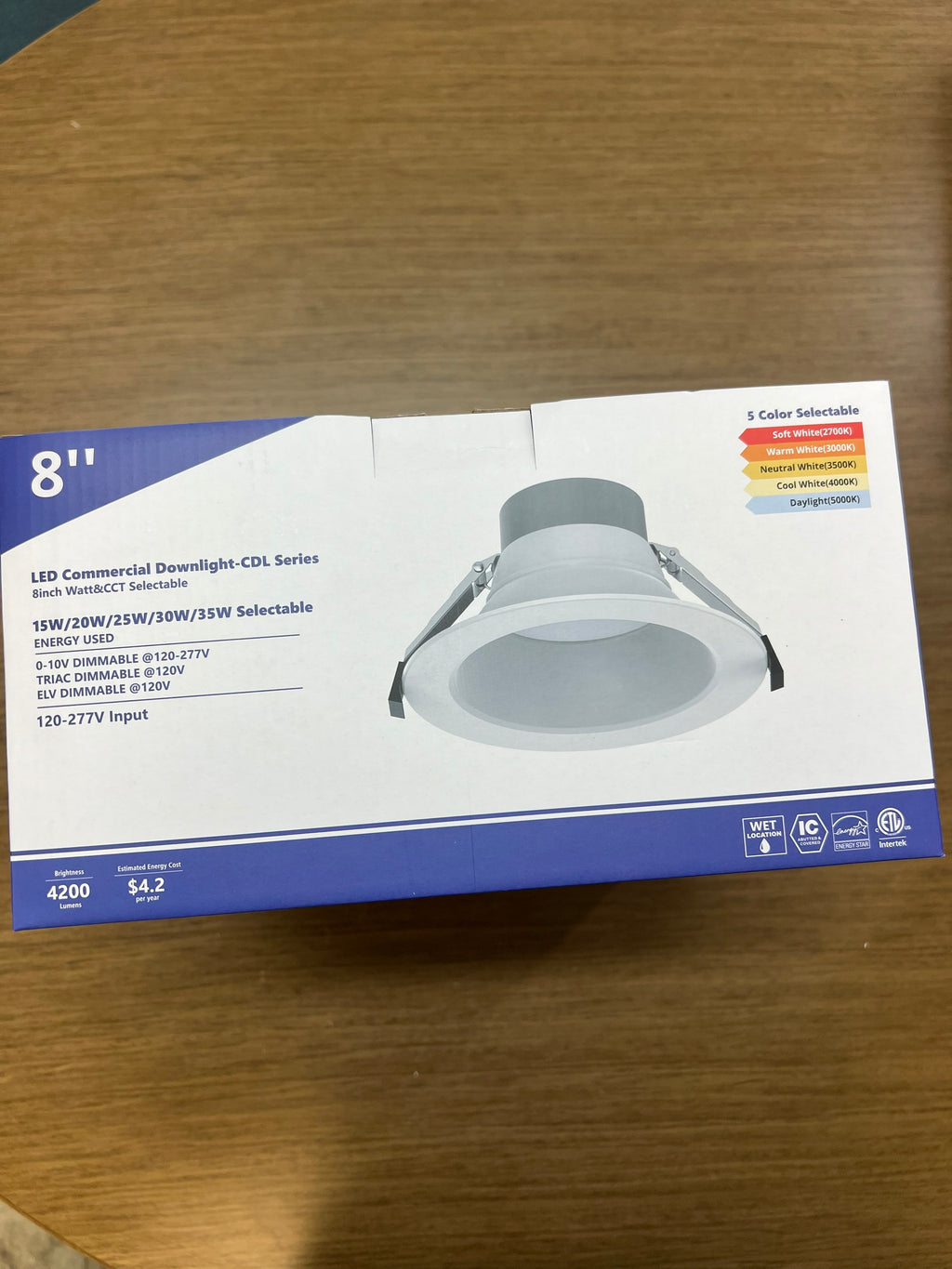 LED Commercial Downlight-CDL Series 8"/ 15W-20W-25W-30W-35W Selectable/ 2700-3000-3500-4000-5000K/ 4200LM