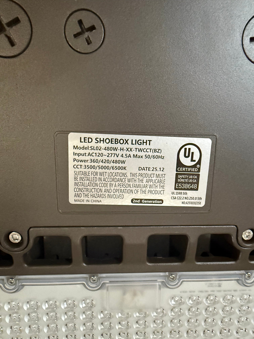 LED Shoebox SL02 Series 360/420/480W Selectable 3500/5000/6500K