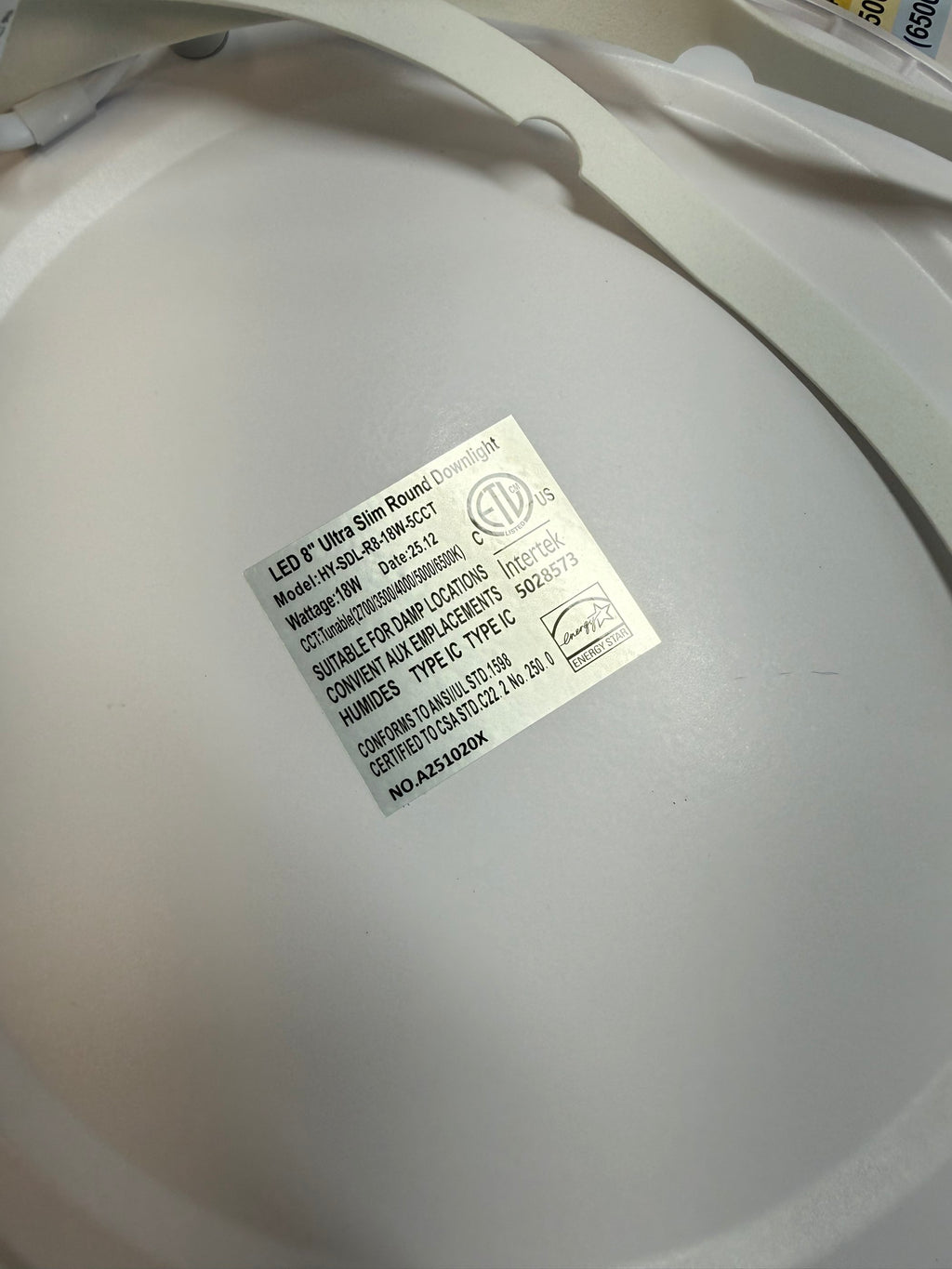LED Canless Recessed Ultra Slim Downlights Round/8" /18W /5 CCT Tunable (27K/35K/40K/50K/65K)