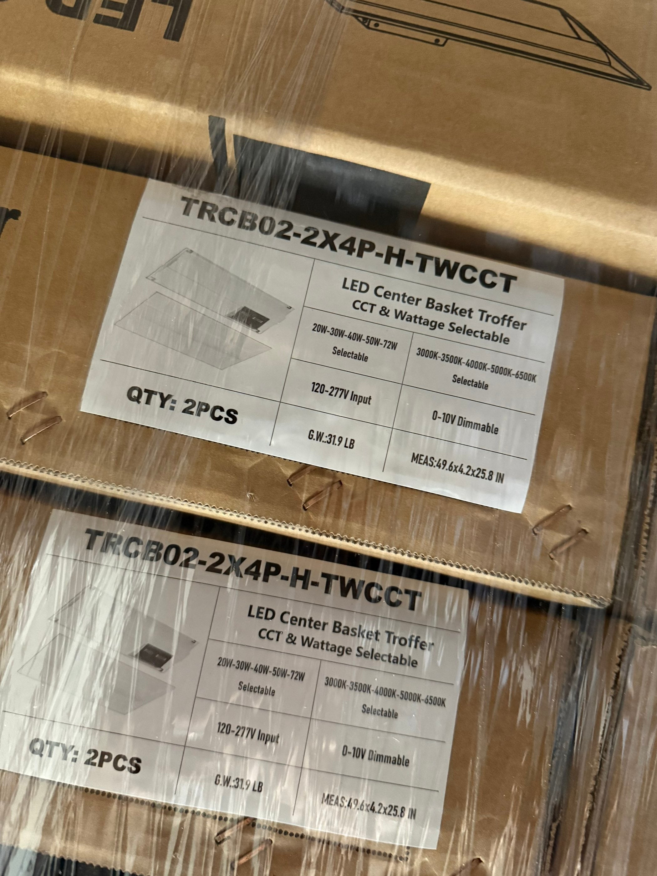 LED Troffer Center Basket TRCB02 Series 2x4/ 0-10V Dim/ Watt Adjustable(20/30/40/50/72W)/ CCT Tunable (3000/3500/4000/5000/6500K)