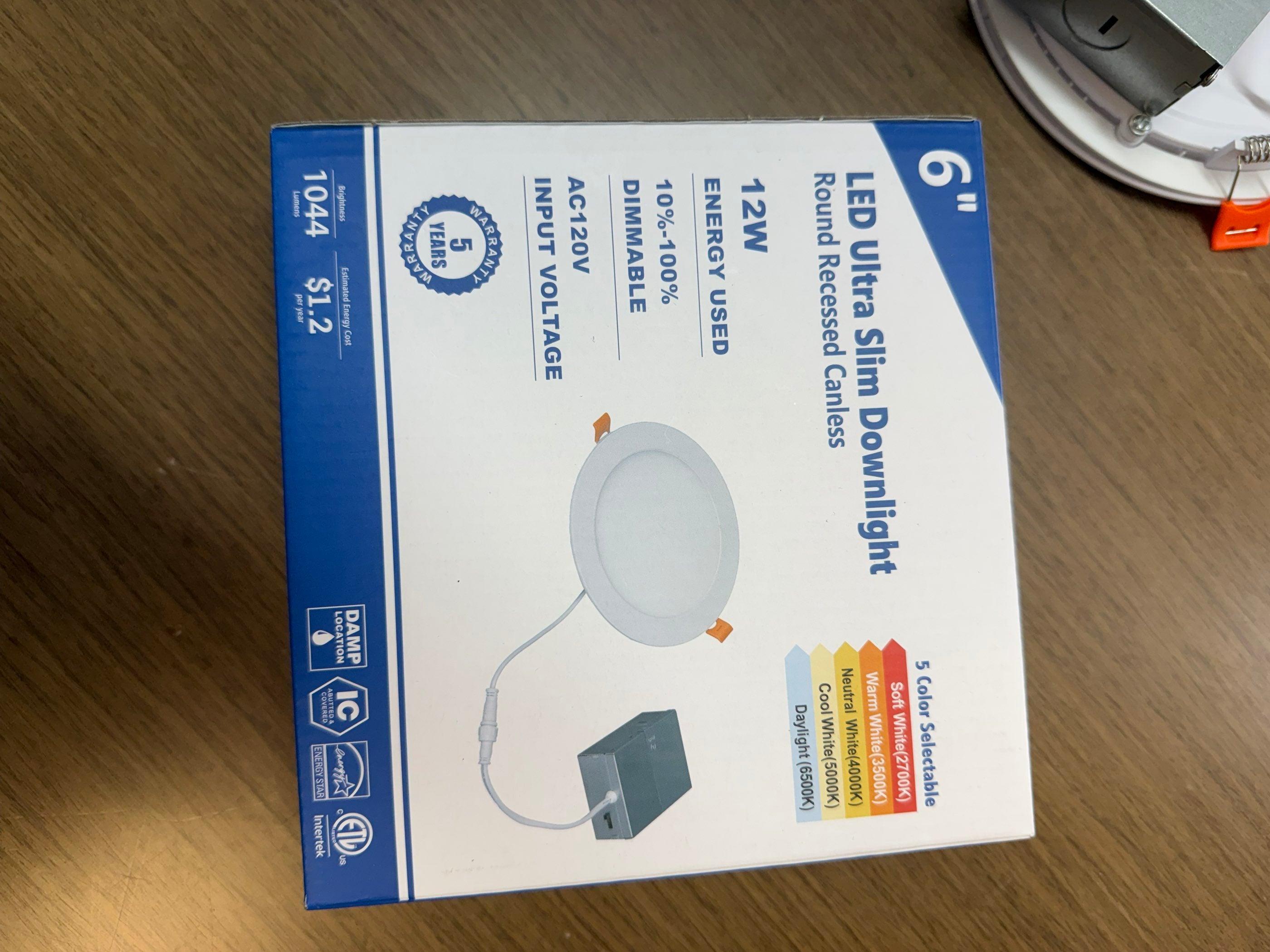 LED Canless Recessed Ultra Slim Downlights Round/6" /12W /5 CCT Tunable (27K/35K/40K/50K/65K)/ 1000LM