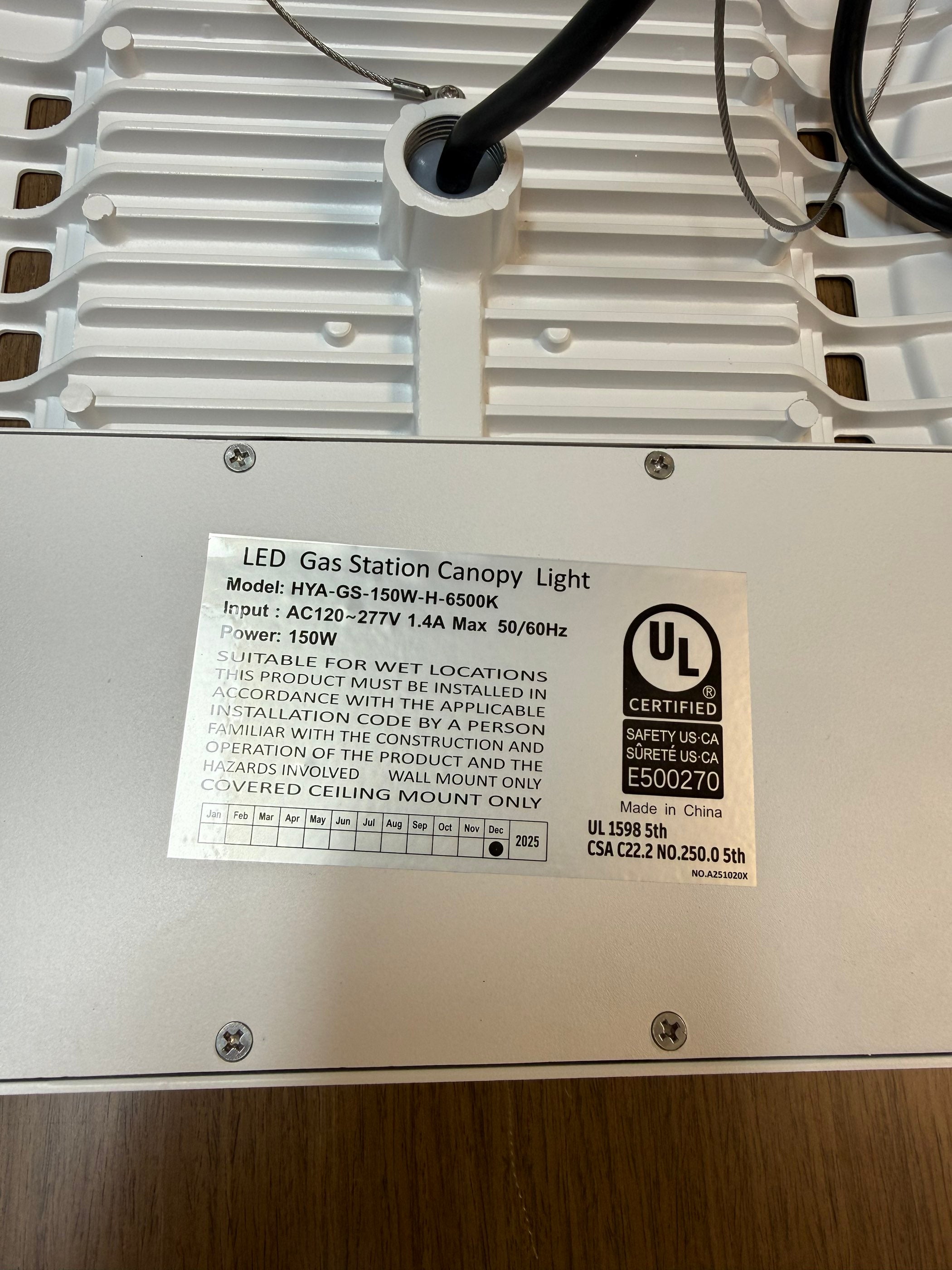 LED GAS STATION CANOPY 150W 6500K 120-277V