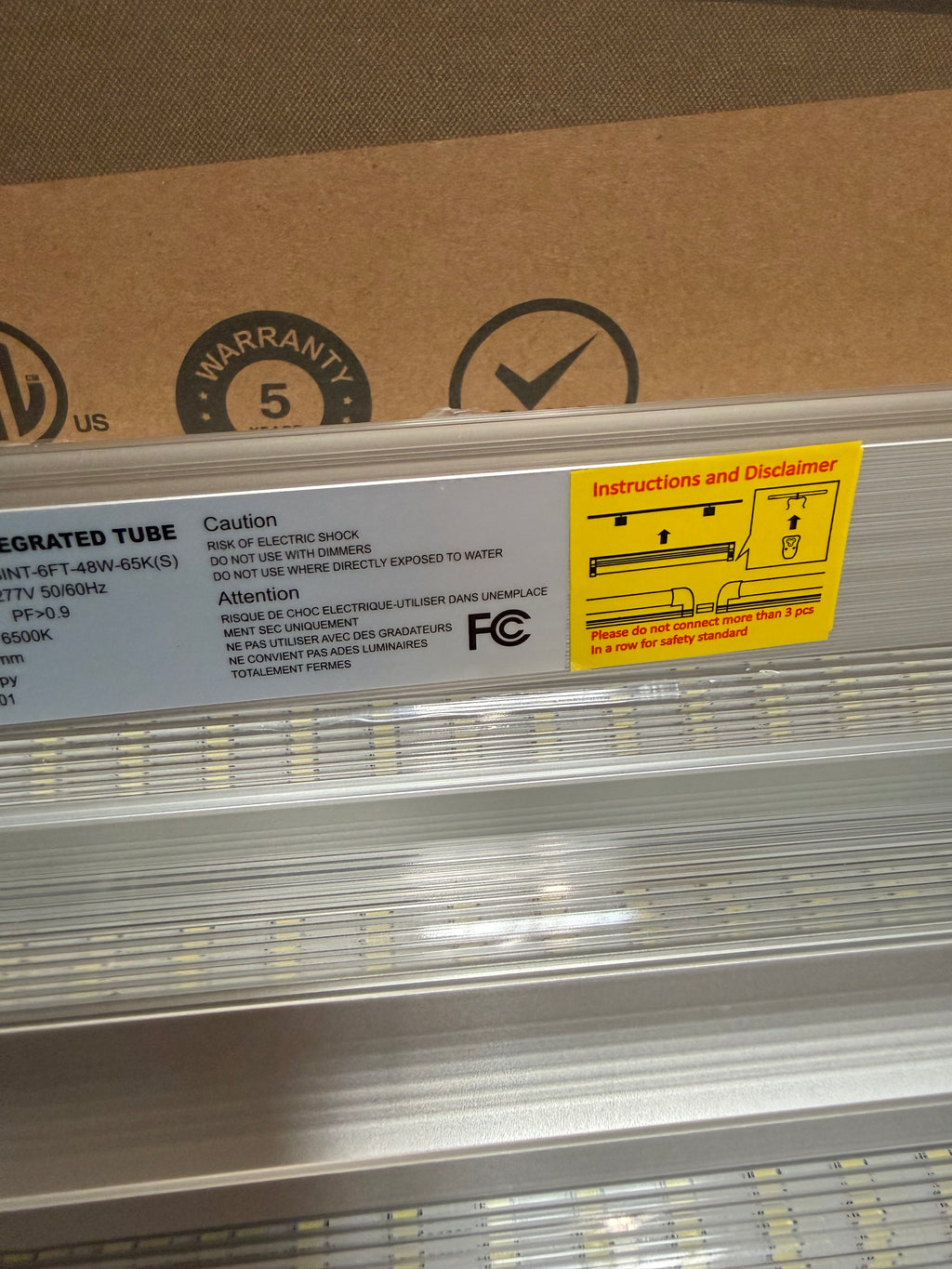 LED Integrated Tube Double LED Strip/6FT/ 48W/ 6500K/ Strip Cover/ T8INT-6FT-48W-65K(S)