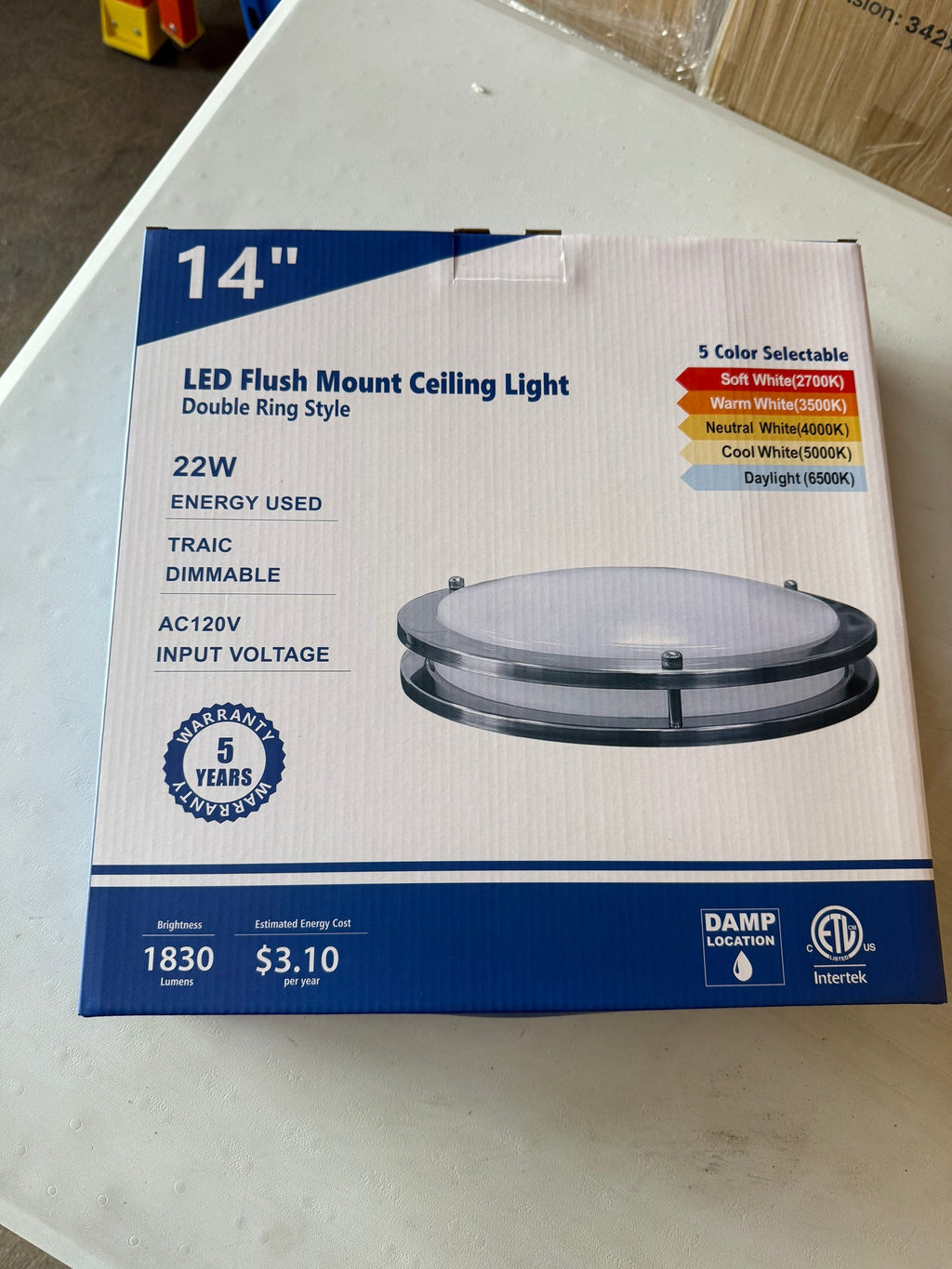 LED Flush Mount Ceiling Light Double Ring Style/14"/22W/5CCT Selectable/ DR14-22W-CCT (14")