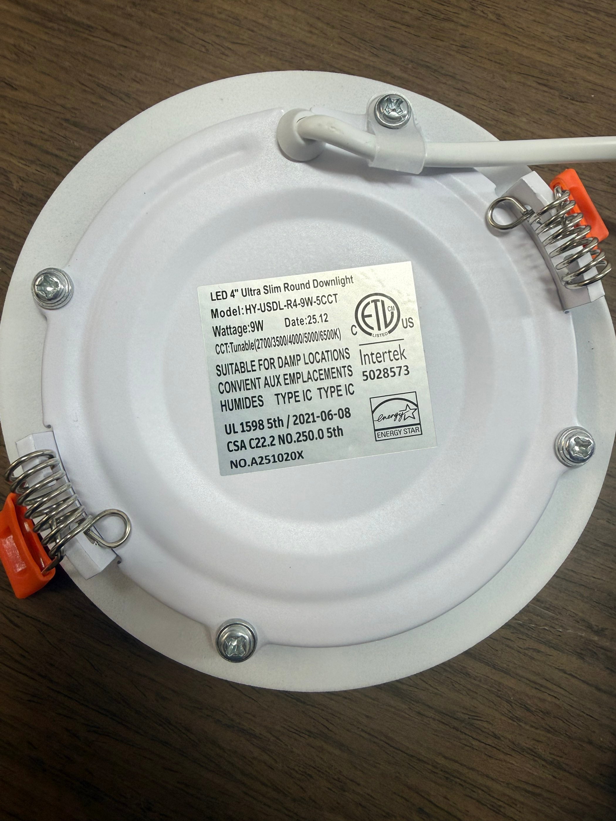 LED Canless Recessed Ultra Slim Downlights Round/4" /9W / 5 CCT Tunable (27K/35K/40K/50K/65K)
