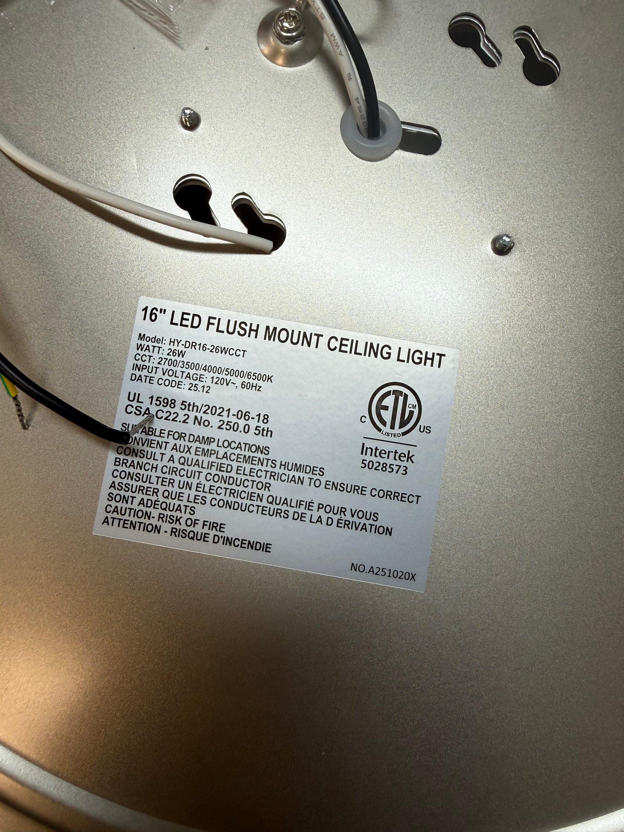 LED Flush Mount Ceiling Light Double Ring Style/16"/26W/CCT:2700/3500/4000/5000/6500K DR16-26W-CCT (16")
