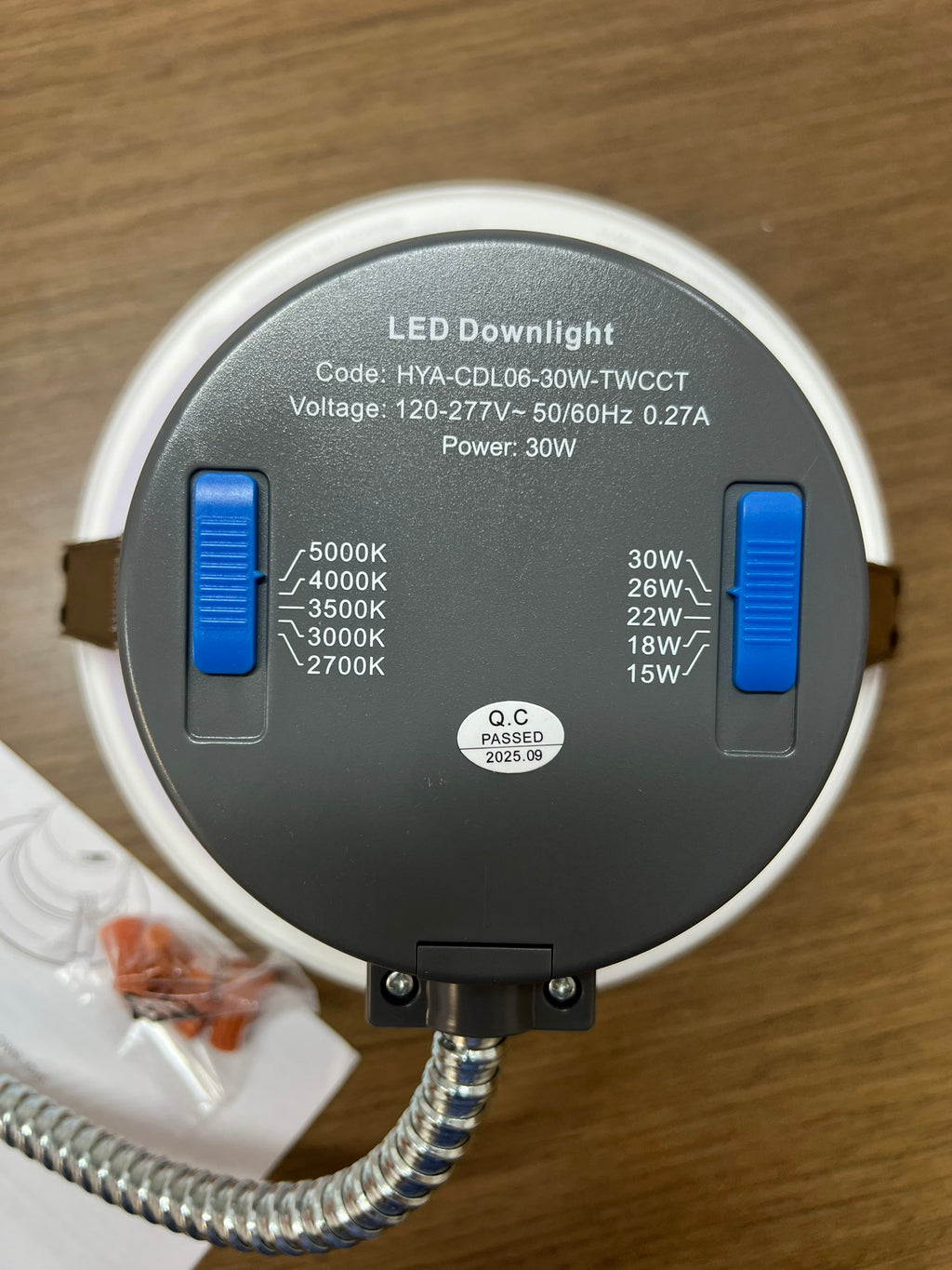 LED Commercial Downlight-CDL Series 6"/ 15W-18W-22W-26W-30W Selectable/ 2700-3000-3500-4000-5000K/ 3100LM