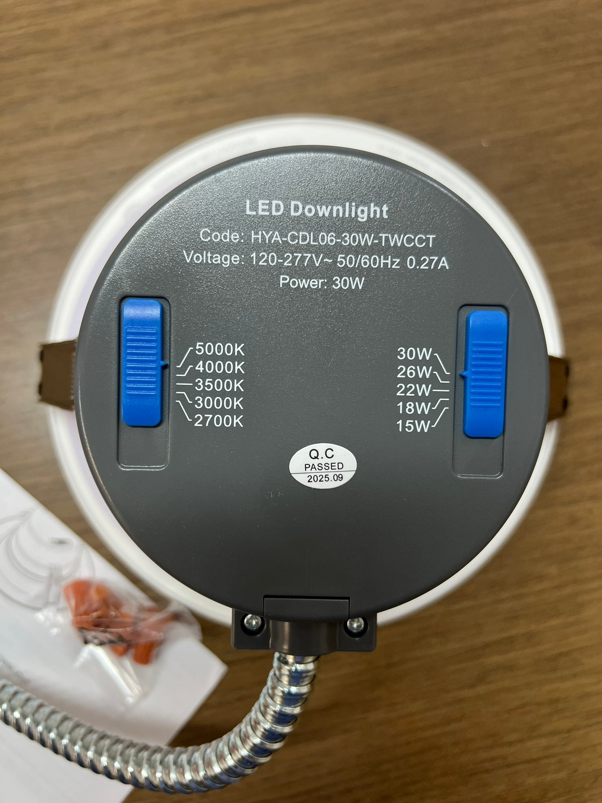 LED Commercial Downlight-CDL Series 6"/ 15W-18W-22W-26W-30W Selectable/ 2700-3000-3500-4000-5000K/ 3100LM