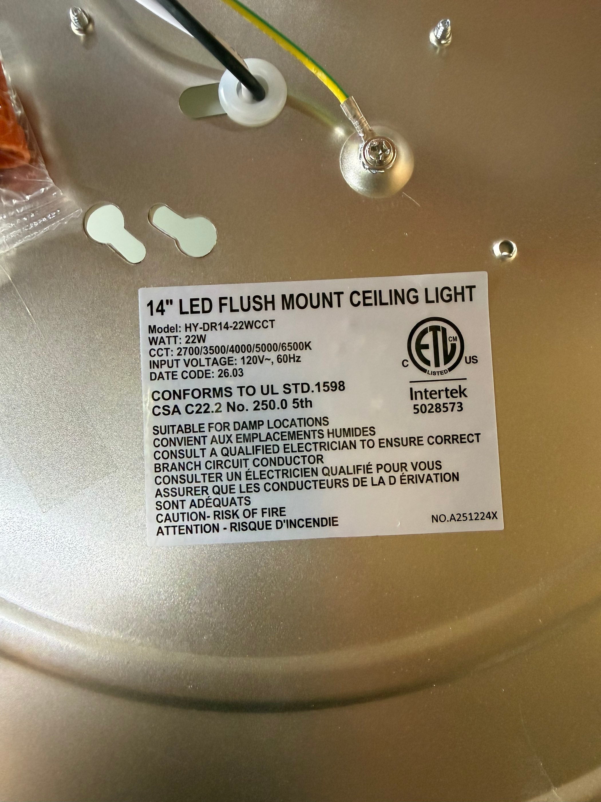 LED Flush Mount Ceiling Light Double Ring Style/14"/22W/5CCT Selectable/ DR14-22W-CCT (14")
