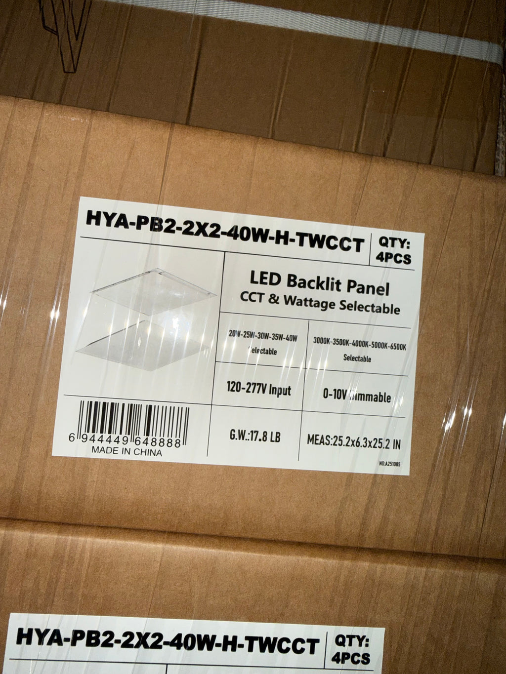 LED Panel Backlit 2x2/40W PB2-2X2-40W-H-TWCCT