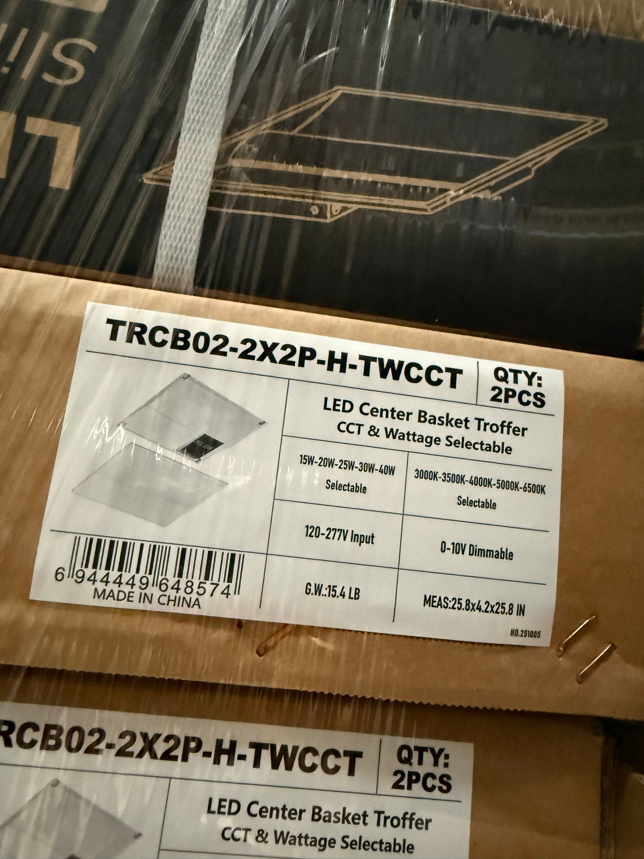 LED Troffer Center Basket TRCB02 Series 2x2/ Watt Adjustable(15/20/25/30/40W)/ CCT Tunable (3000/3500/4000/5000/6500K)
