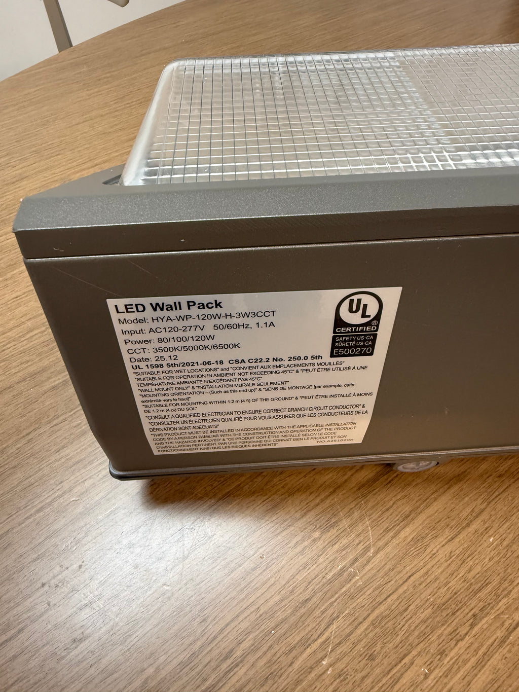 LED Wall Pack 120W WP-120W-H-3W3CCT Photocell Included