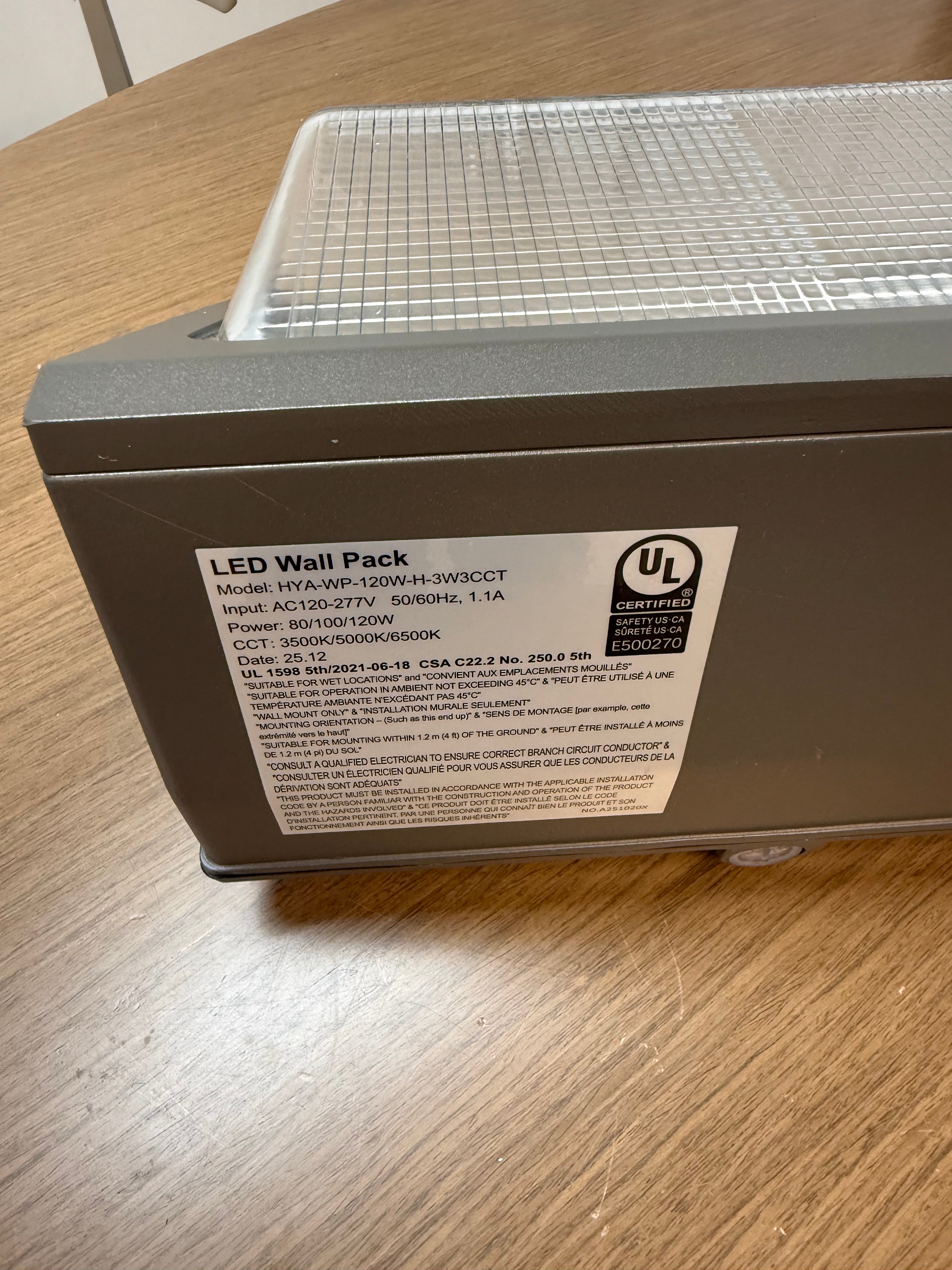 LED Wall Pack 120W WP-120W-H-3W3CCT Photocell Included