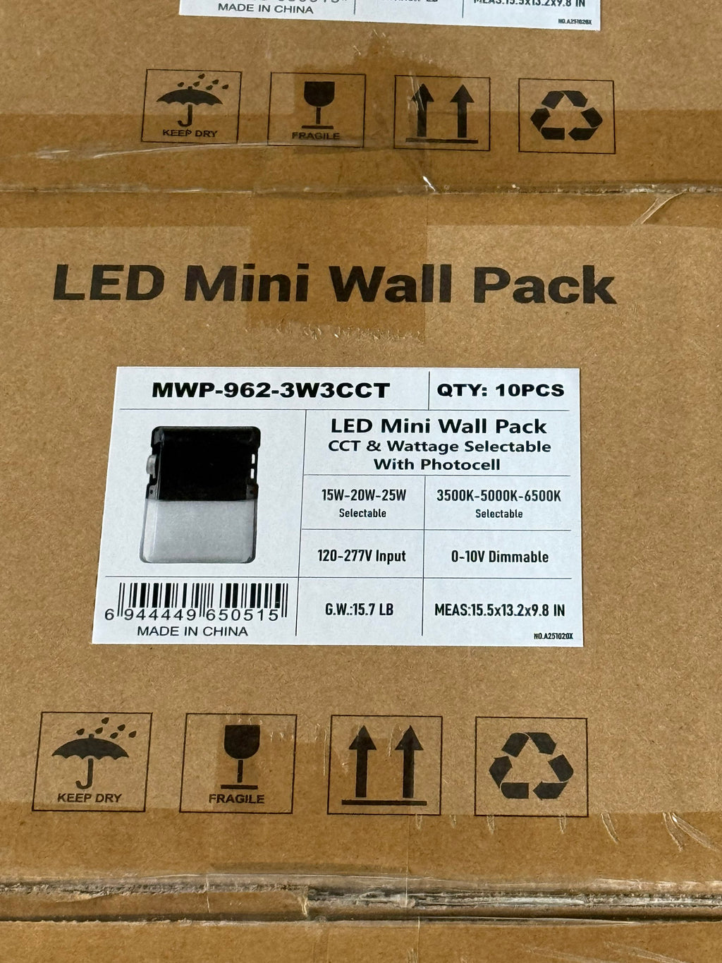 LED MINI WALL PACK with photocell 15/20/25W 3500/5000/6500K AC120-277V MWP-962-3W3CCT
