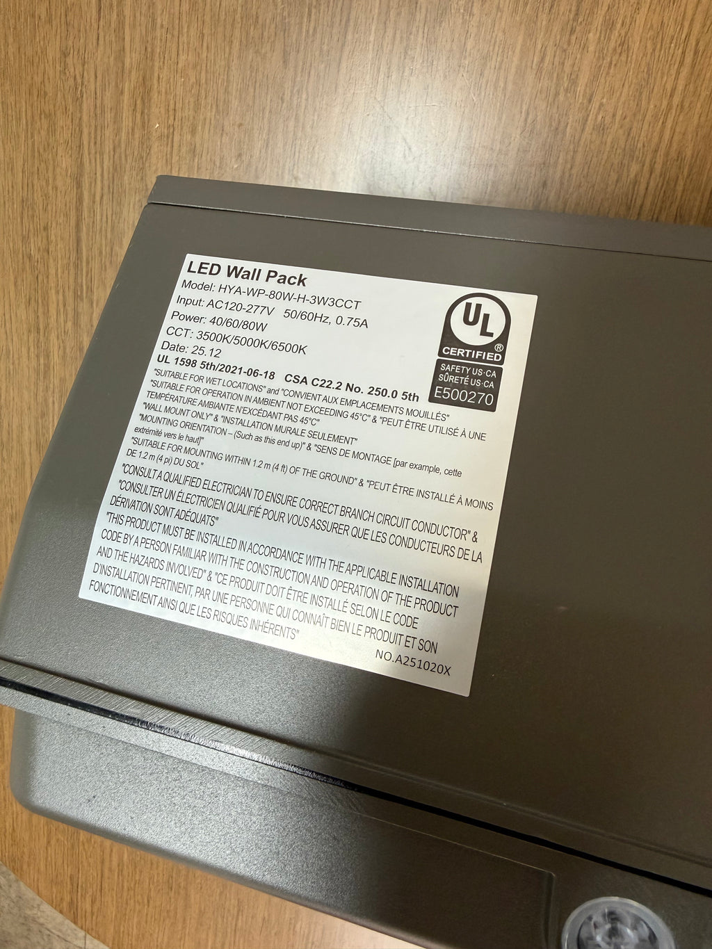 LED Wall Pack 80W WP-80W-H-3W3CCT Photocell Included
