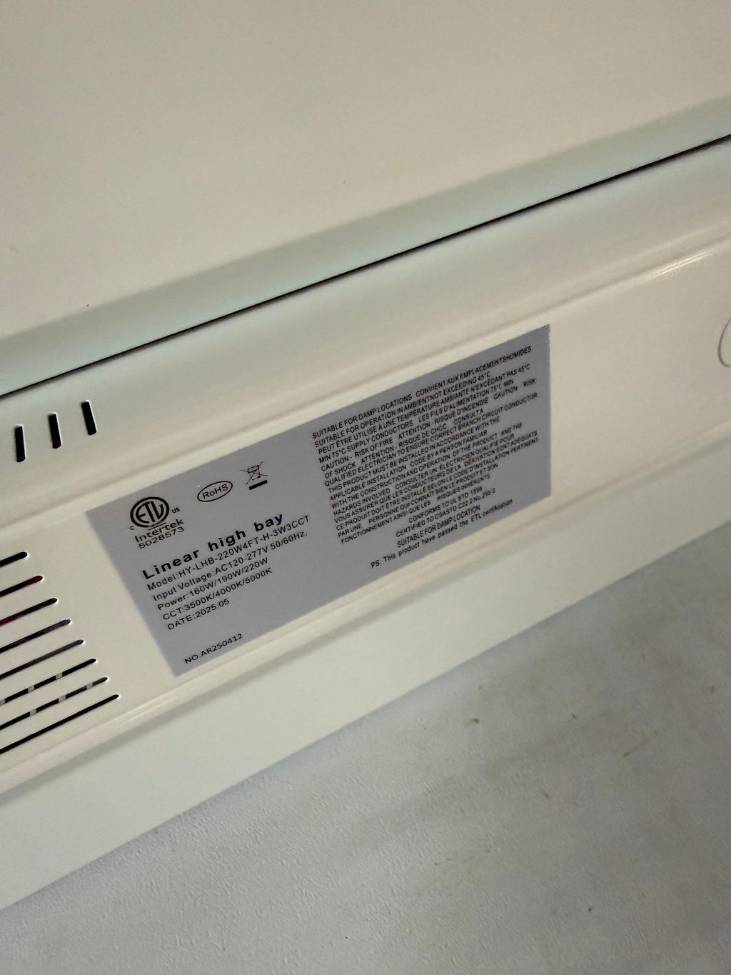 LED Linear High High Bay 220W 4FT 3500K-4000K-5000K Selectable