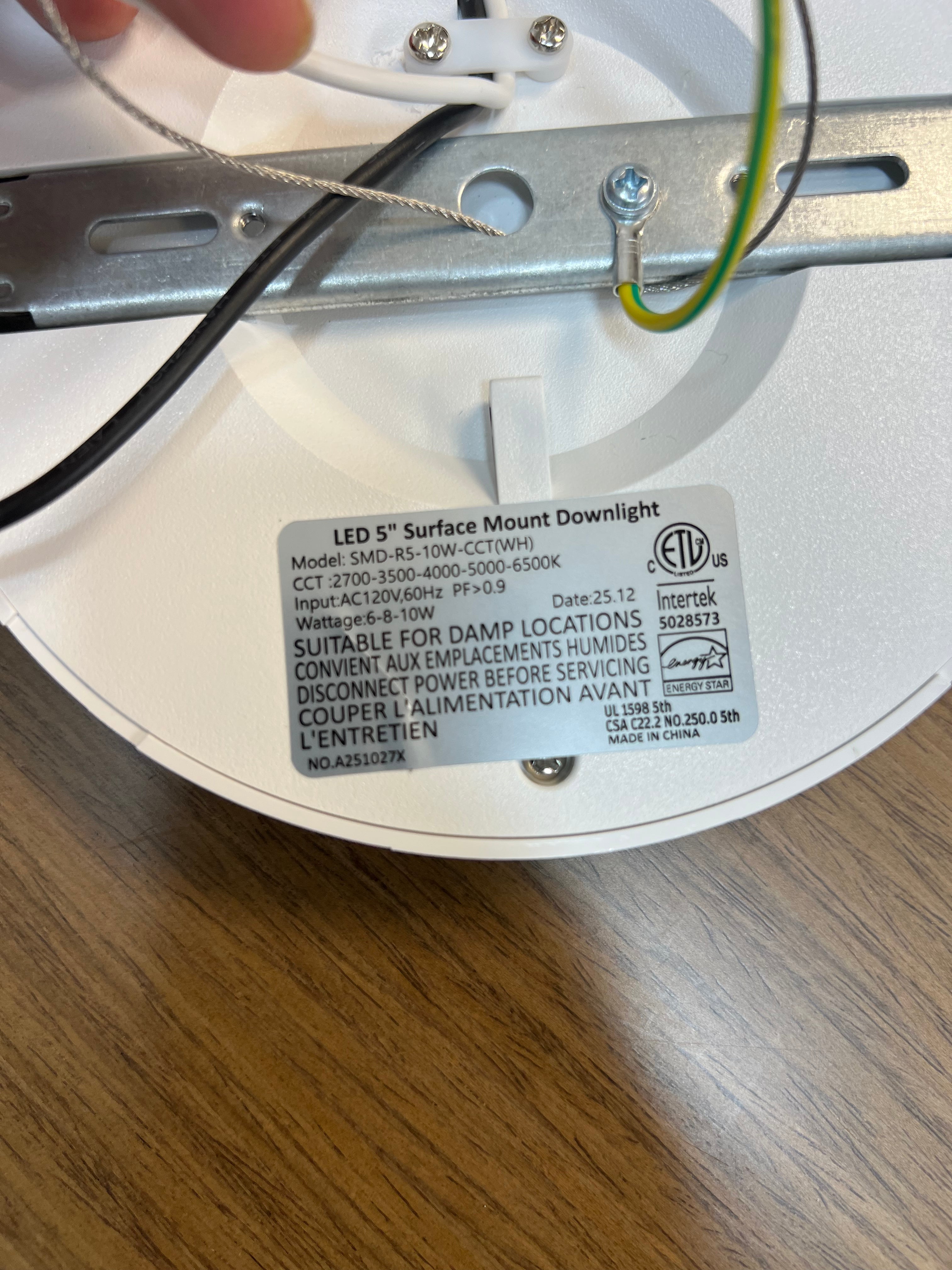 LED Surface mount downlight 5" SMD-R5-10W-CCT (WH)