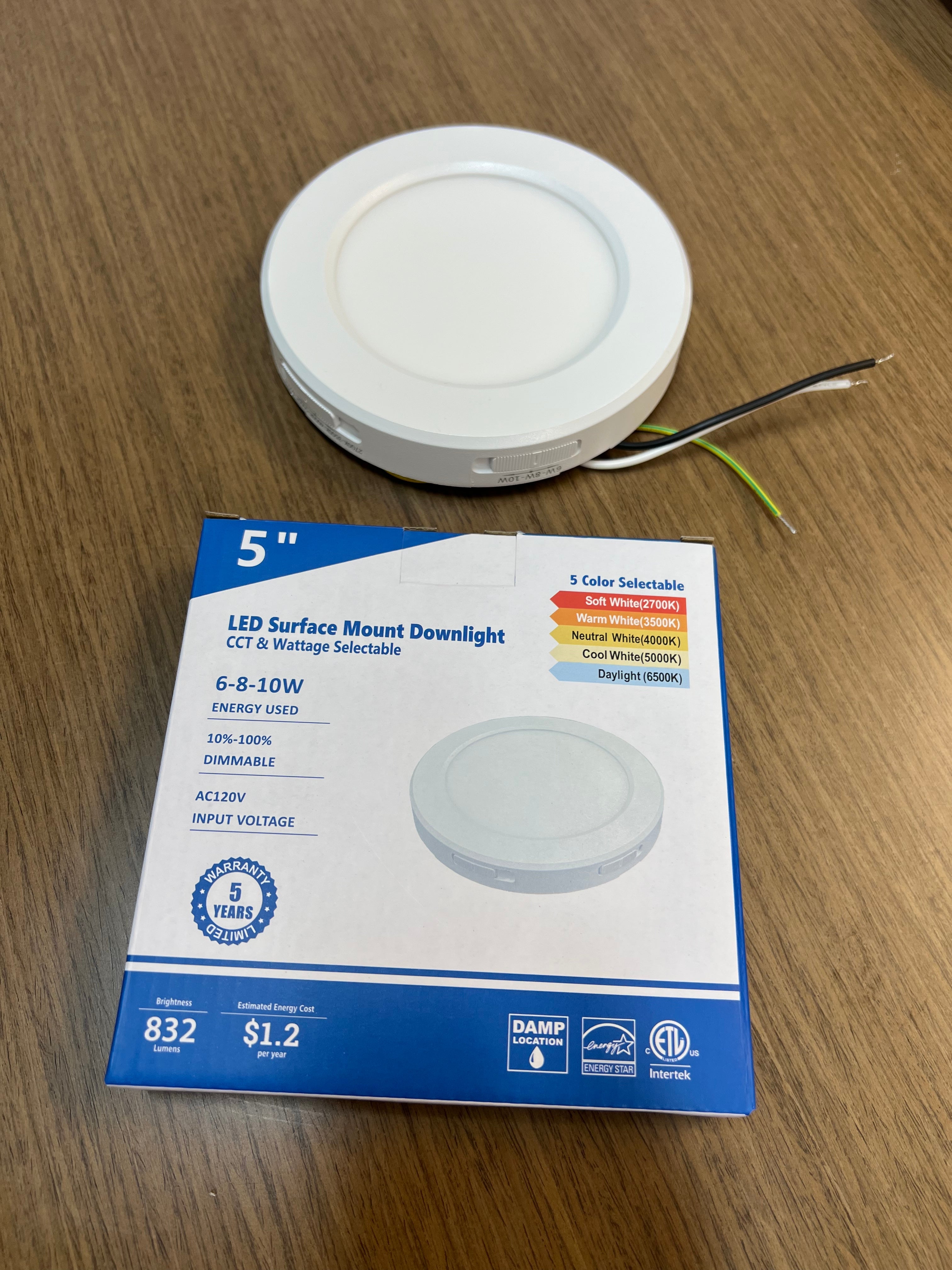 LED Surface mount downlight 5" SMD-R5-10W-CCT (WH)