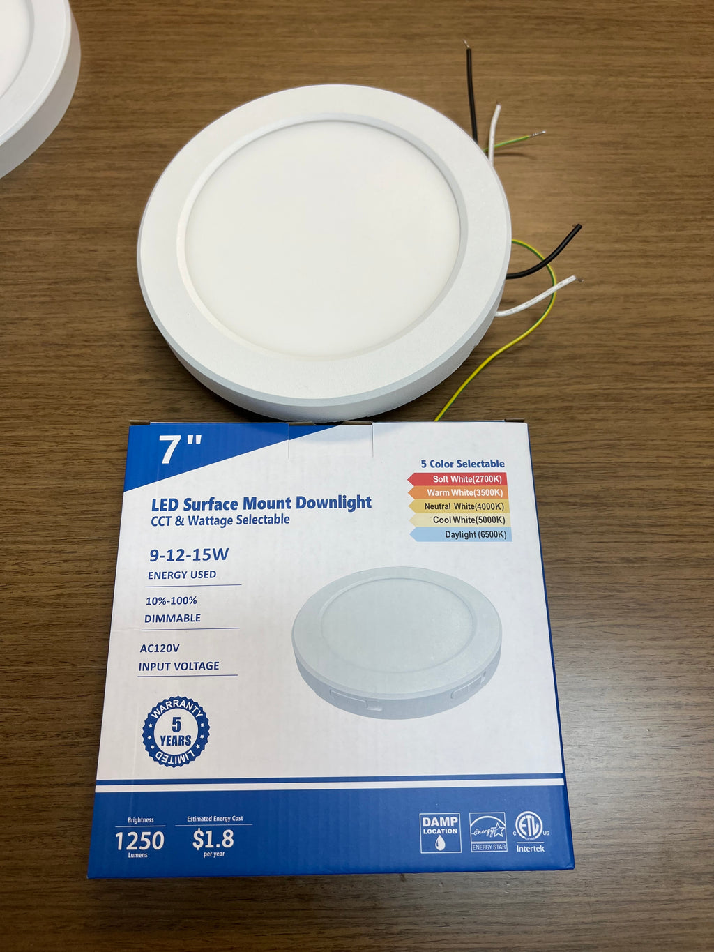 LED Surface mount downlight 7" SMD-R7-15W-CCT (WH)