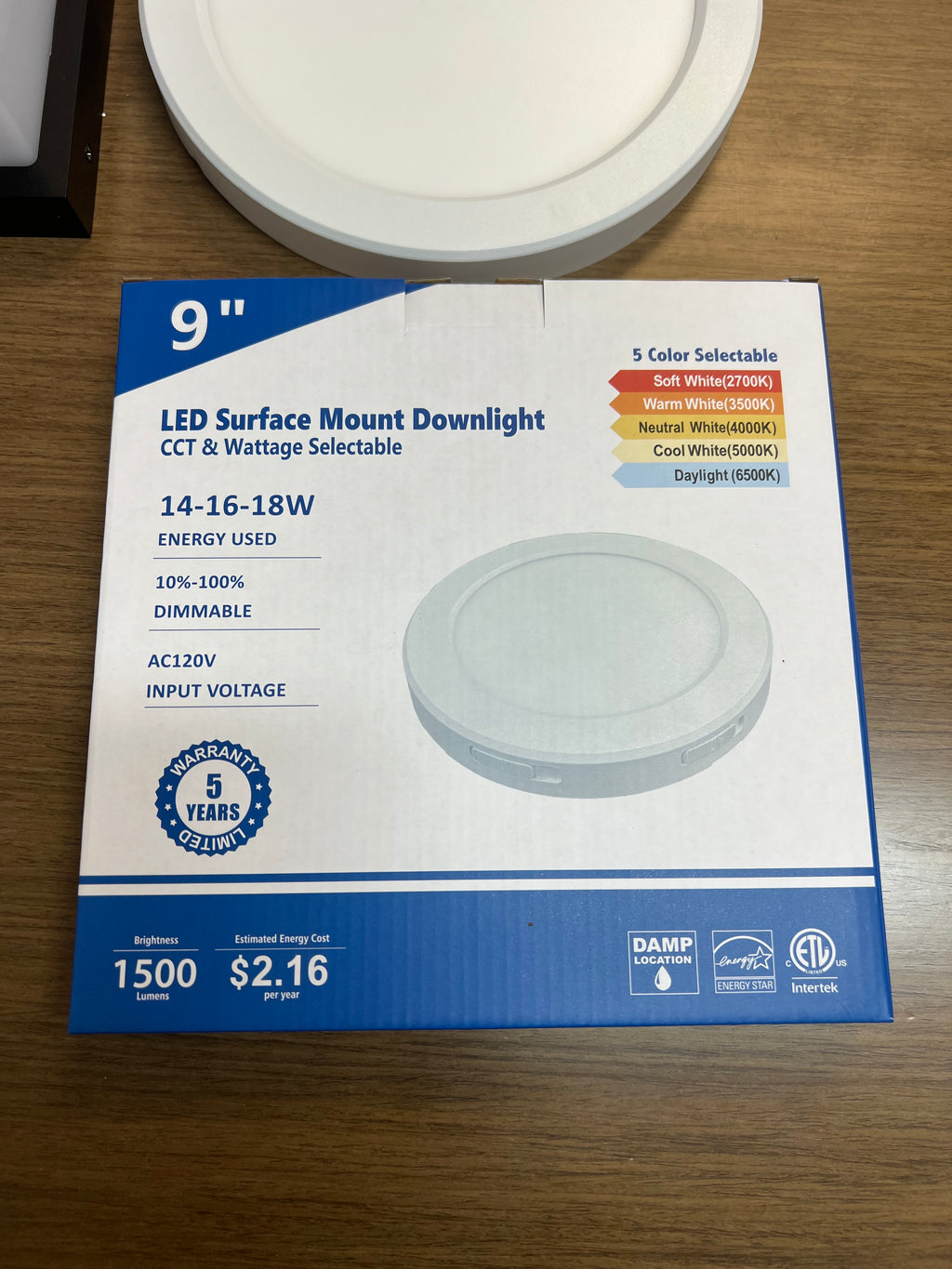 LED Surface mount downlight 9" SMD-R9-18W-CCT (WH)