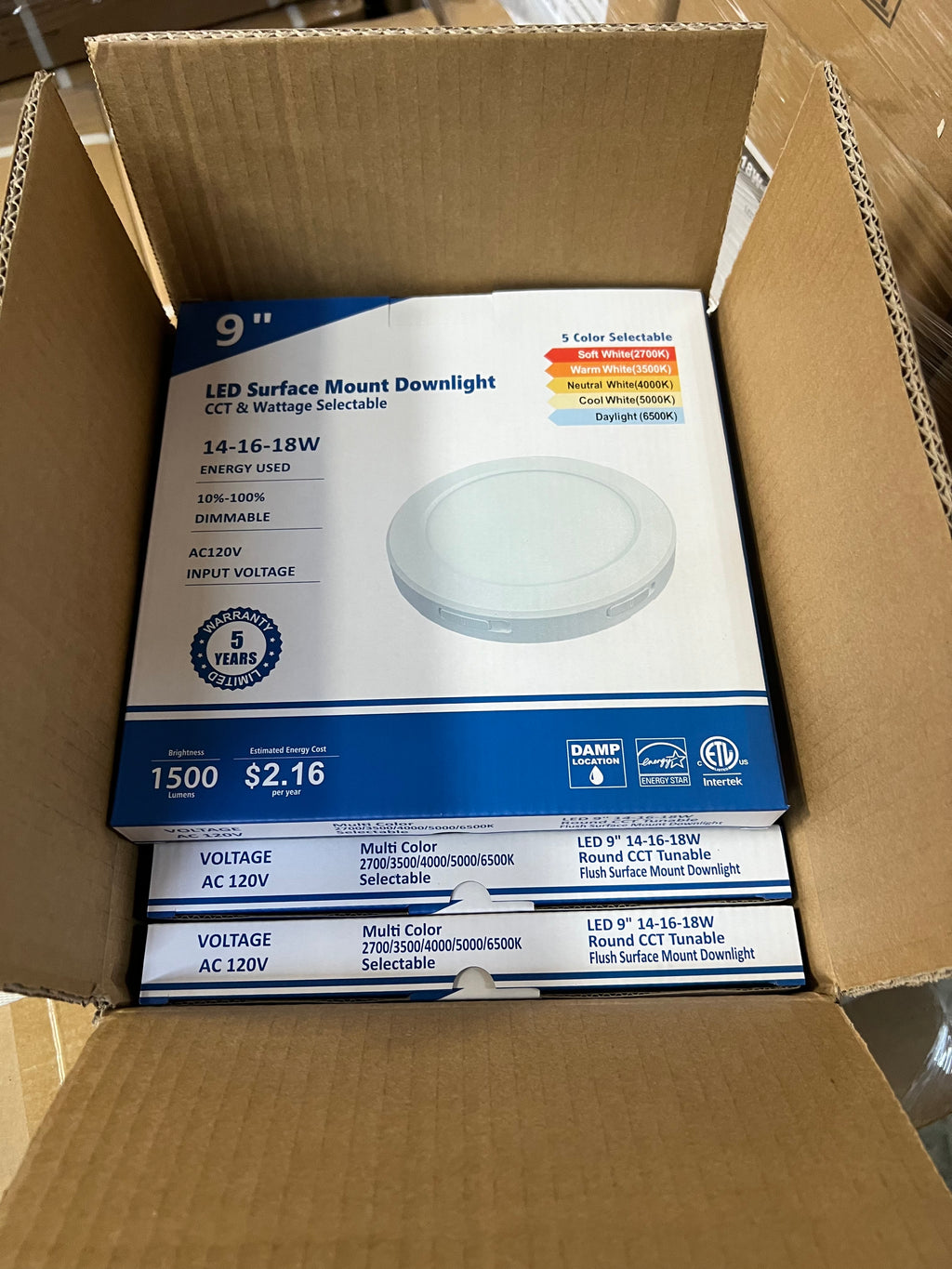 LED Surface mount downlight 9" SMD-R9-18W-CCT (WH)