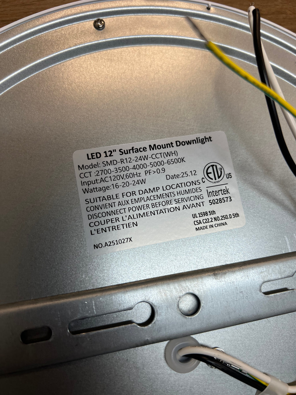 LED Surface mount downlight 12" SMD-R12-24W-CCT (WH)