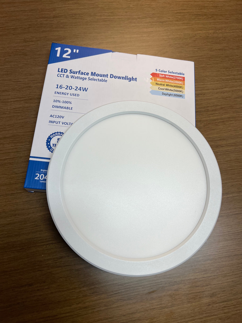 LED Surface mount downlight 12" SMD-R12-24W-CCT (WH)