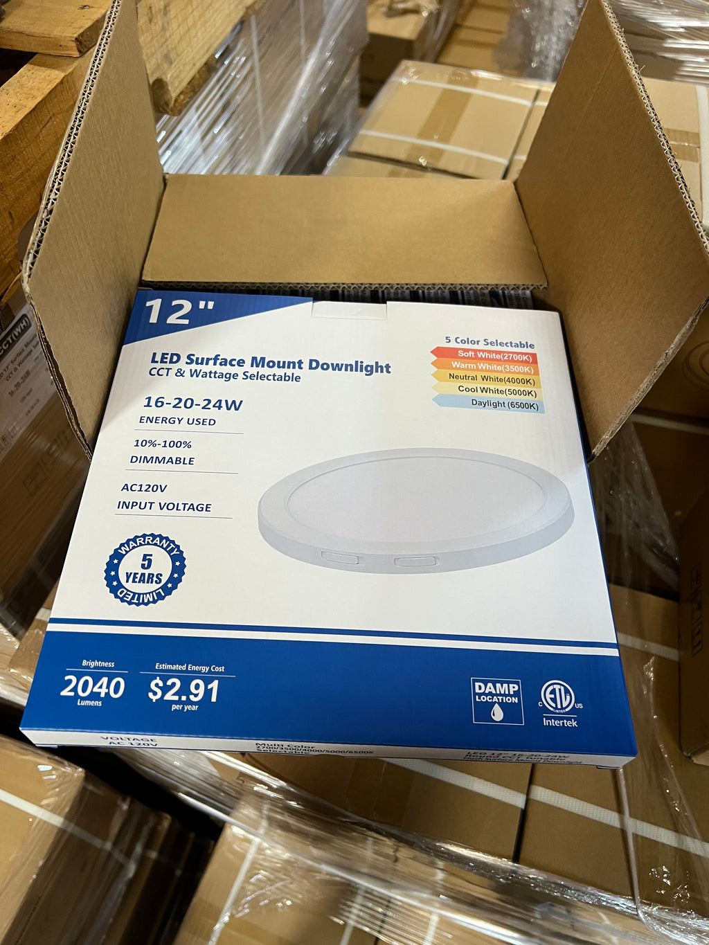LED Surface mount downlight 12" SMD-R12-24W-CCT (WH)