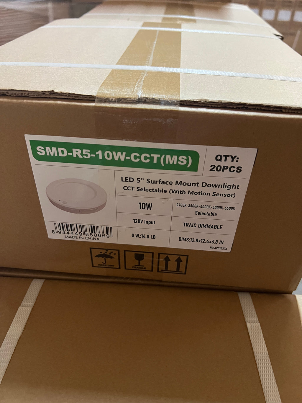 LED Surface mount downlight (with motion sensor) 5''  SMD-R5-10W-CCT(MS)