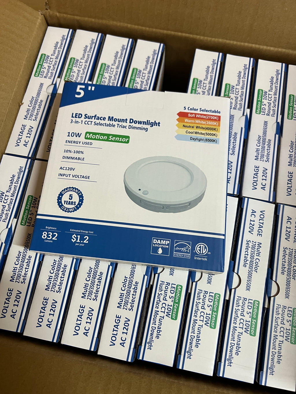 LED Surface mount downlight (with motion sensor) 5''  SMD-R5-10W-CCT(MS)