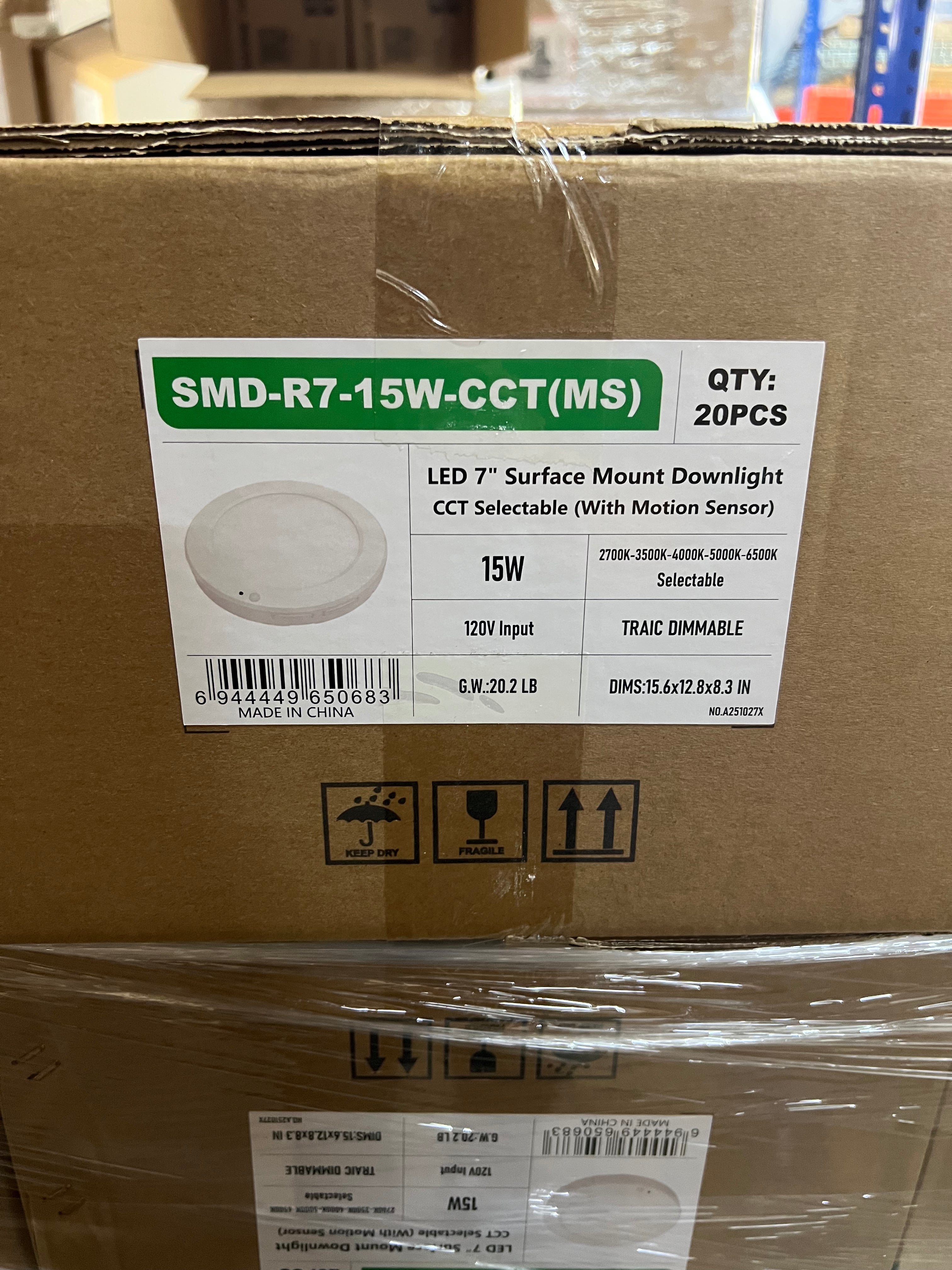 LED Surface mount downlight (with motion sensor) 7'' 15W SMD-R7-15W-CCT(MS)
