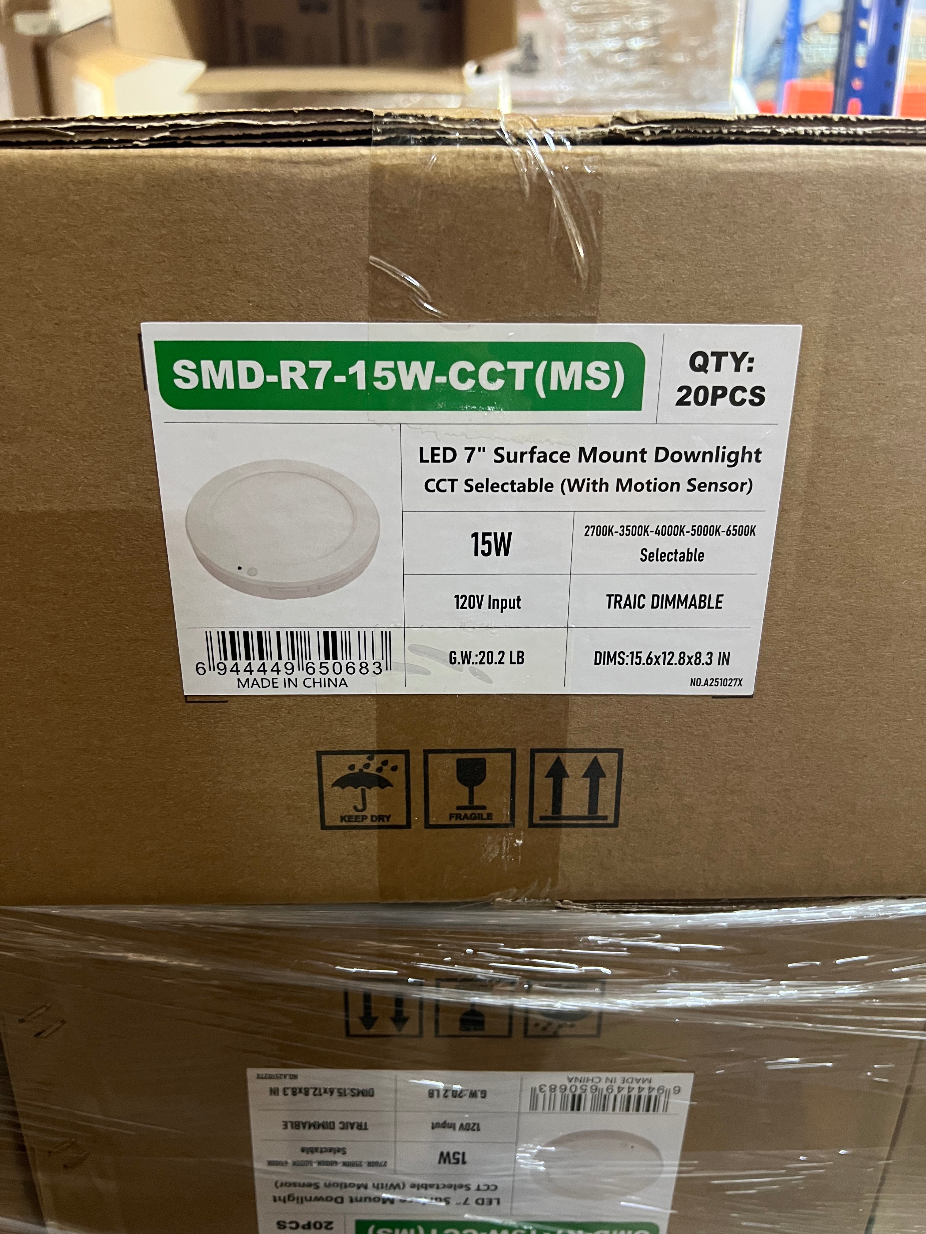 LED Surface mount downlight (with motion sensor) 7'' 15W SMD-R7-15W-CCT(MS)