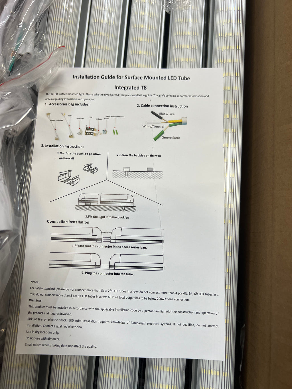 3Ft. 18 Watt LED T8 Integrated Tube Strip Cover T8INT-3FT-18W-65K(S)