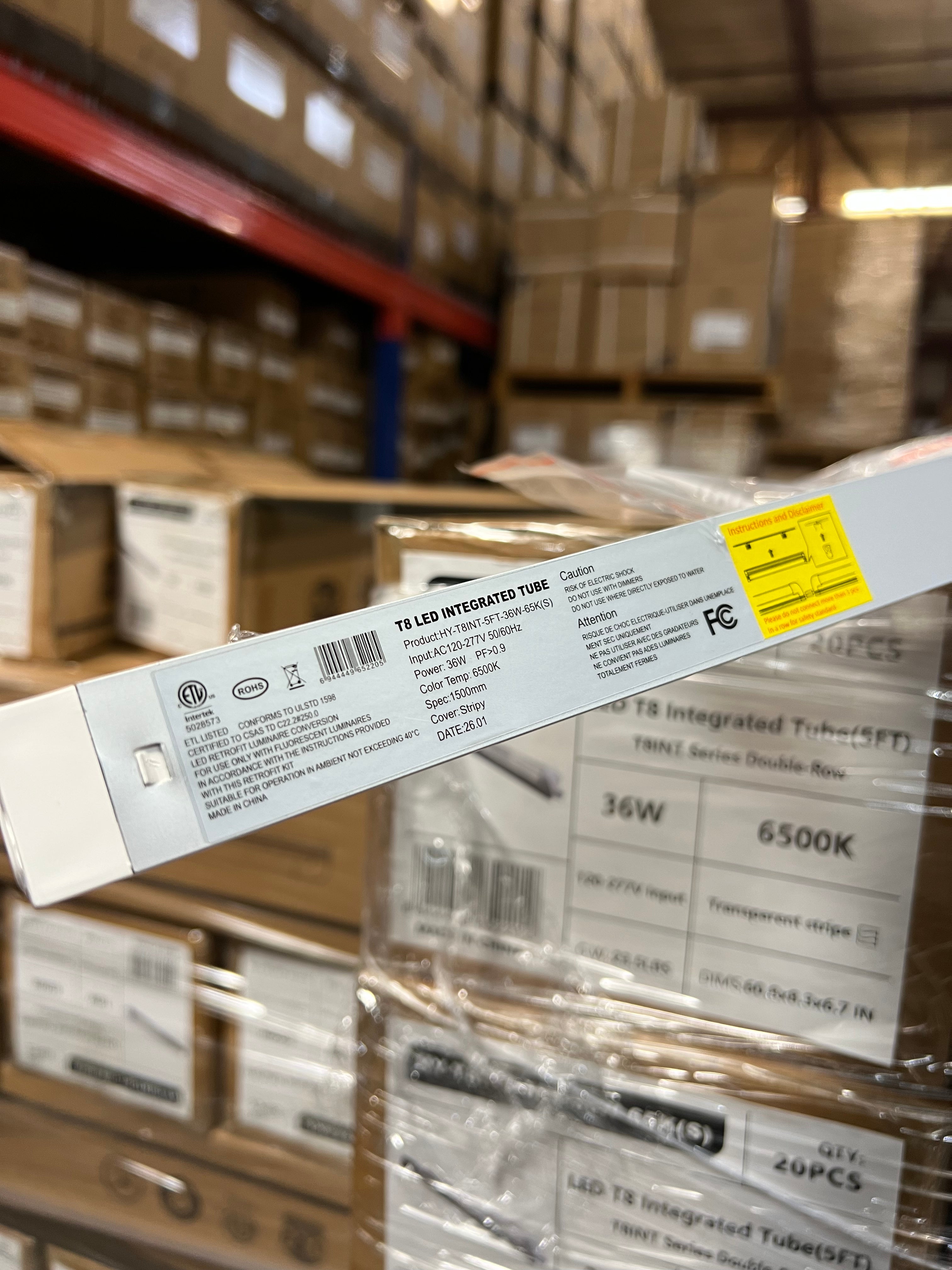 LED Integrated Tube Double LED Strip/5FT/ 36W/ 6500K/ Strip Cover-T8INT-5FT-36W-65K(S)