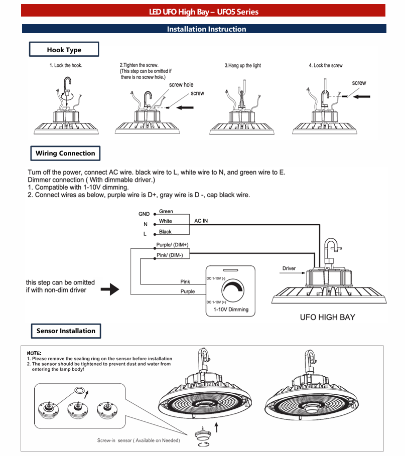LED UFO5 Highbay 300W-H-3WCCT