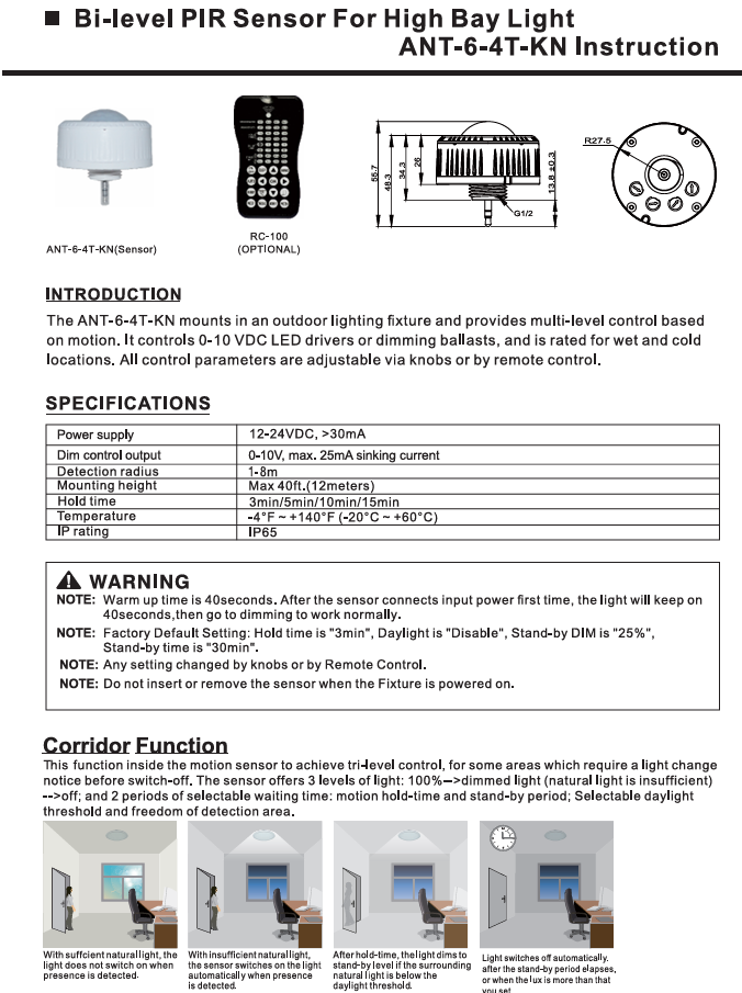 Motion Sensor: ANT-6-4T-KN (HYA-PIR-AUX-DIP)